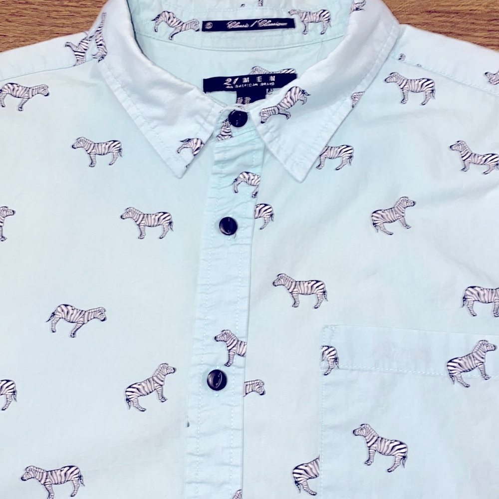 Vintage - 21 Men - An American Brand - Zebra pattern short sleeve safari shirt